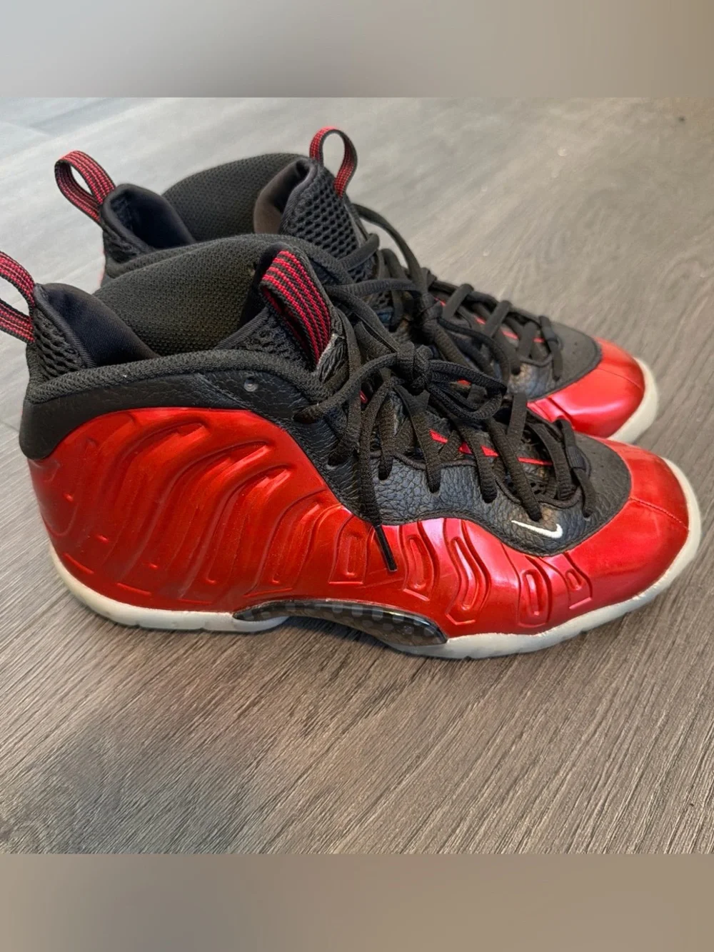 Nike Kids Red and Black Foamposite-Style Sneakers